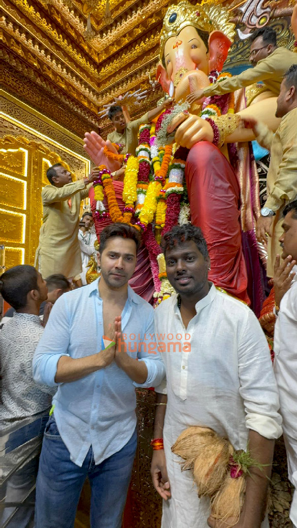 photos varun dhawan atlee kumar and murad khetani snapped at lalbaugcha raja 1