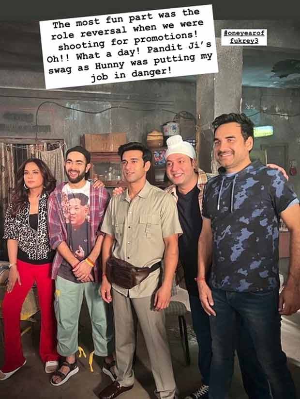 Pulkit Samrat celebrates the first anniversary of Fukrey 3 with a fun BTS; expresses gratitude