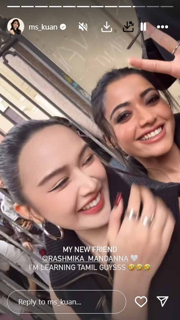 Malaysian beauty Christinna Kuan calls Rashmika Mandanna "New friend"; learns Telugu from actress