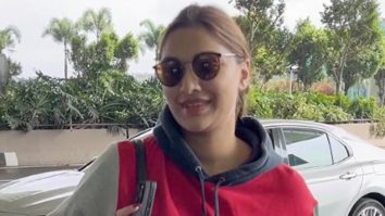 Saiee Manjrekar flaunts her initials on a hoodie at the airport