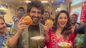 Kartik Aaryan and Madhuri Dixit share vada pav date in Pune while promoting Bhool Bhulaiyaa 3