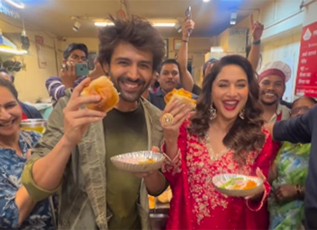 Kartik Aaryan and Madhuri Dixit share vada pav date in Pune while promoting Bhool Bhulaiyaa 3 3 : Bollywood News