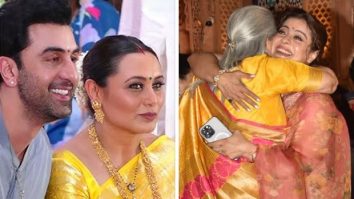 Ranbir Kapoor and Rani Mukerji pose together; Jaya Bachchan and Kajol hug at Durga Puja celebrations in Mumbai, watch videos