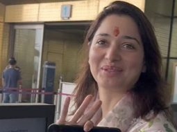 Tamannaah Bhatia poses for paps with her dad at the airport