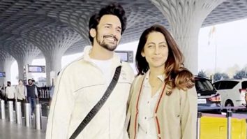 Anusha Dandekar poseing in white at the airport