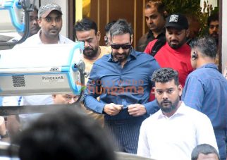 Photos: Ajay Devgn, Kubbra Sait and Ganesh Acharya snapped during a shoot in Bandra