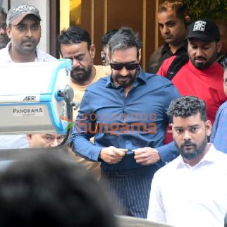 Photos: Ajay Devgn, Kubbra Sait and Ganesh Acharya snapped during a shoot in Bandra