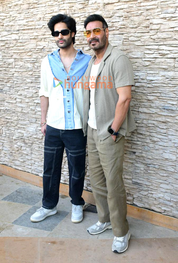 photos ajay devgn and aaman devgan snapped promoting azaad 5