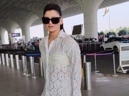 Urvashi Rautela spotted at the airport in a white dress