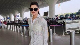 Urvashi Rautela spotted at the airport in a white dress