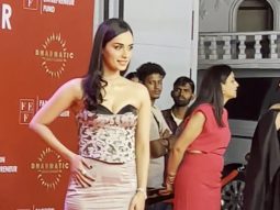 Manushi Chhillar in a satin old rose pink gown looking magnonimous at the biggest fashion night