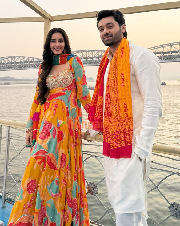 photos utkarsh sharma and simratt kaur randhawa snapped at ganga ghat in banaras while promoting their movie vanvaas 3