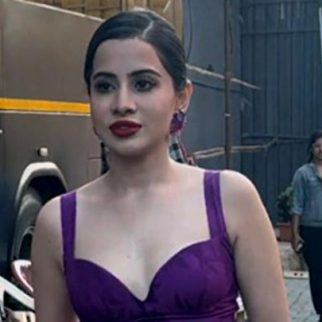 Uorfi Javed in high heals and a purple dress looks not less than a disney princess at work