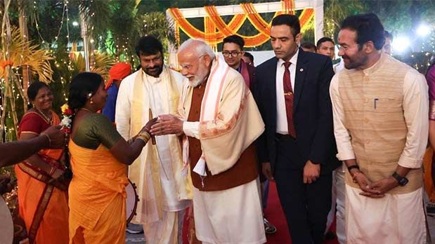 Chiranjeevi celebrates Pongal with PM Narendra Modi in Delhi; watch