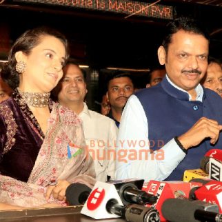 Photos: Kangana Ranaut and Chief Minister Devendra Fadnavis attend the special screening of Emergency