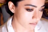 See what Rashmika has to while she gets her make up done