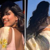 Janhvi Kapoor dons soft-hued saree with backless blouse as she resumes Param Sundari shoot in Kerala