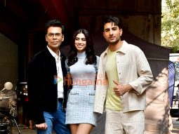 Photos: Karan Johar, Ibrahim Ali Khan and Khushi Kapoor snapped promoting Nadaaniyan