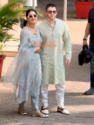 Photos: Priyanka Chopra Jonas and Nick Jonas snapped outside Madhu Chopra’s house in Versova