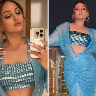 Sonakshi Sinha pairs structured metallic crop top with high-slit skirt for bold Dubai look