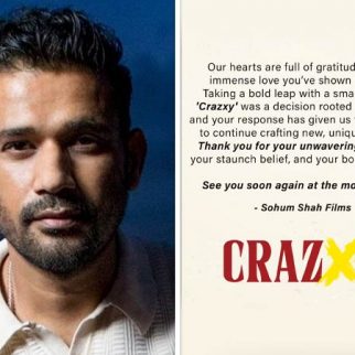 Sohum Shah expresses gratitude for audience love as Crazxy soars: “Thank you for your unwavering support, your staunch belief, and your boundles love”