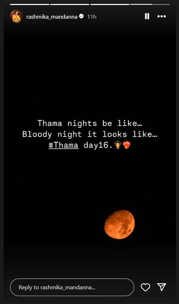 Rashmika Mandanna shares exclusive Behind-the-Scenes glimpse from Thama night shoot