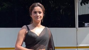 Ankita Lokhande glows in her black saffron saree