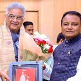 Boney Kapoor and Arjun Kapoor meet Odisha CM Mohan Charan Majhi during Celebrity Cricket League