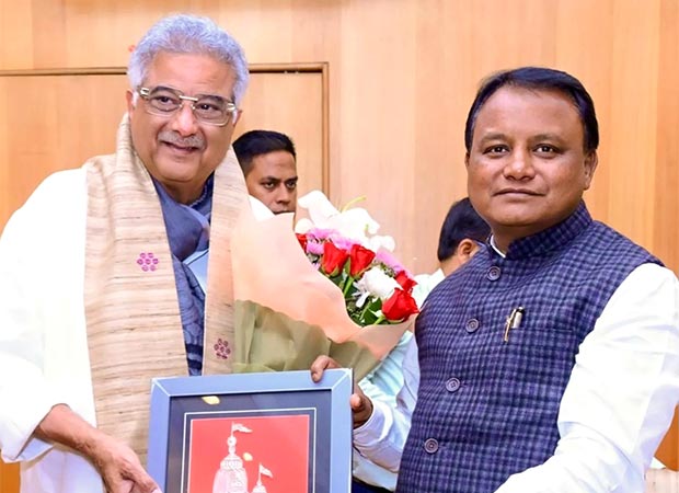 Boney Kapoor and Arjun Kapoor meet Odisha CM Mohan Charan Majhi during Celebrity Cricket League