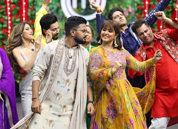 Hina Khan and Rocky Jaiswal judging Celebrity MasterChef contestants