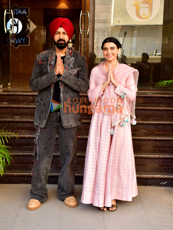 Photos: Gippy Grewal and Nimrat Khaira snapped during Akaal promotions