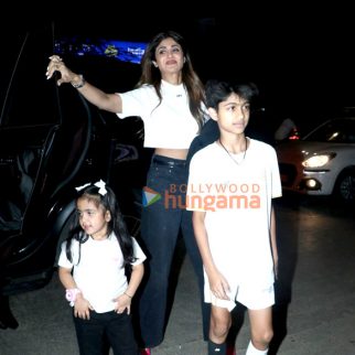 Photos: Shilpa Shetty snapped with her kids at Hakkasan in Bandra