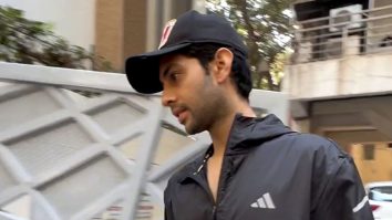 Agastya Nanda flashes a cute smile for paps outside gym