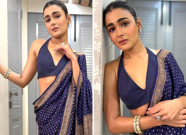 Shalini Pandey exudes elegance in a navy-blue silk saree worth Rs. 17,000