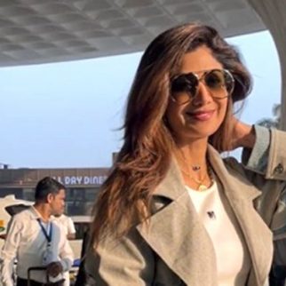 Shilpa Shetty wears a stylish winter coat at the airport