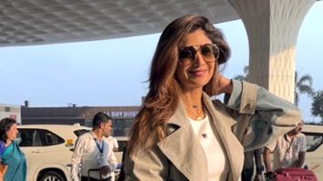 Shilpa Shetty wears a stylish winter coat at the airport
