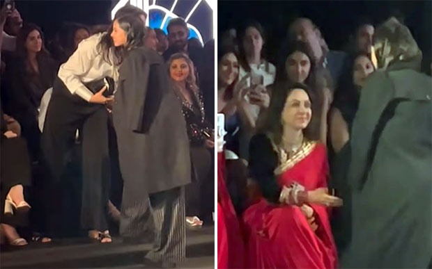 Nitanshi Goel touches Hema Malini’s feet mid-walk, hugs Sushmita Sen