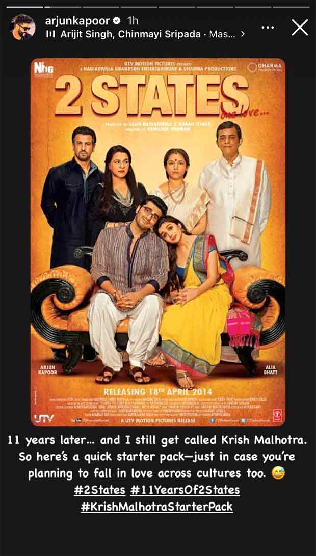 Arjun Kapoor celebrates 11 years of 2 States with a nostalgic throwback; watch 