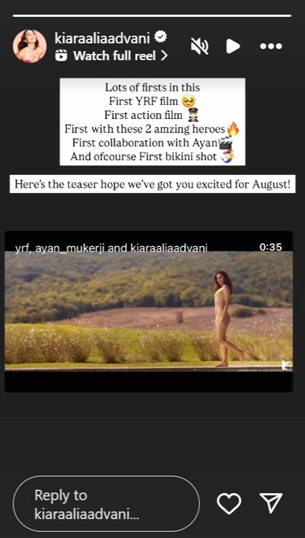 Kiara Advani drops post about ‘multiple firsts’ with War 2; shares excitement about ‘bikini shot’