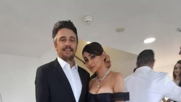 Mouni Roy poses with James Franco at the Cannes Film Festival 2025