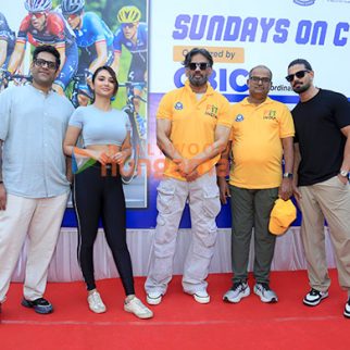 Photos: Suniel Shetty, Sooraj Pancholi, and Akanksha Sharma snapped promoting Kesari Veer at cycle marathon