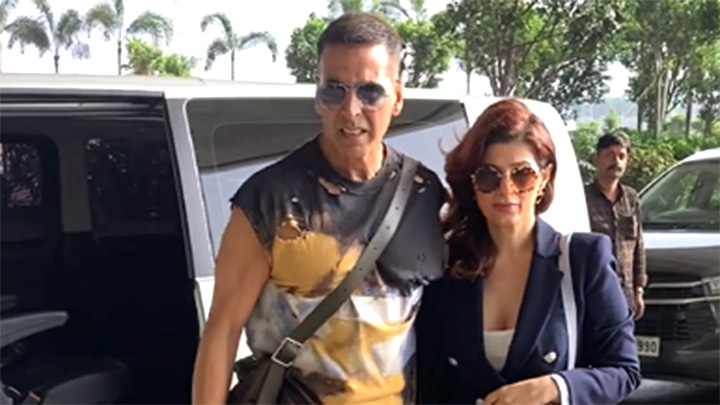 Akshay Kumar & Twinkle Khanna papped at the airport looks like a family vacation