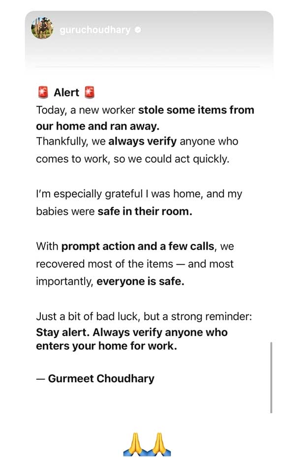 Gurmeet Choudhary, Debina Bonnerjee reveal theft at home by domestic help