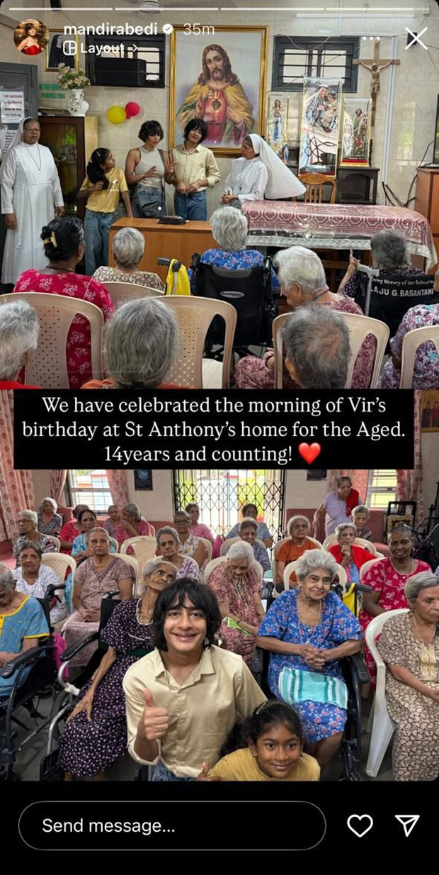 Mandira Bedi celebrates son Vir’s birthday at old age home; continues 14-year tradition of compassion