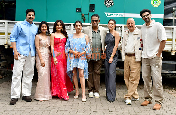 photos aditya roy kapur sara ali khan ali fazal and rest of metro in dino cast promote their film on the sets of laughter chef 1