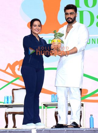 Photos: Arjun Kapoor, Nushrratt Bharuccha attend Amruta Fadnavis’ Yoga Day with 1,000 marginalised women