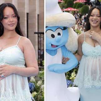 Rihanna turns heads in ice-blue gown at The Smurfs premiere, flaunts baby bump