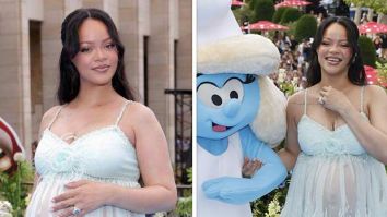 Rihanna turns heads in ice-blue gown at The Smurfs premiere, flaunts baby bump Rihanna turns heads in ice-blue gown at The Smurfs premiere, flaunts baby bump