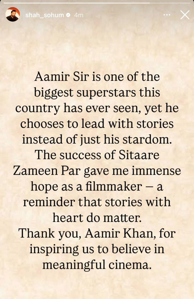 Sohum Shah praises Aamir Khan for Sitaare Zameen Par success: "Stories with heart do matter"