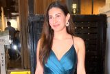 Amyra Dastur in a teal satin jumpsuit looks fab